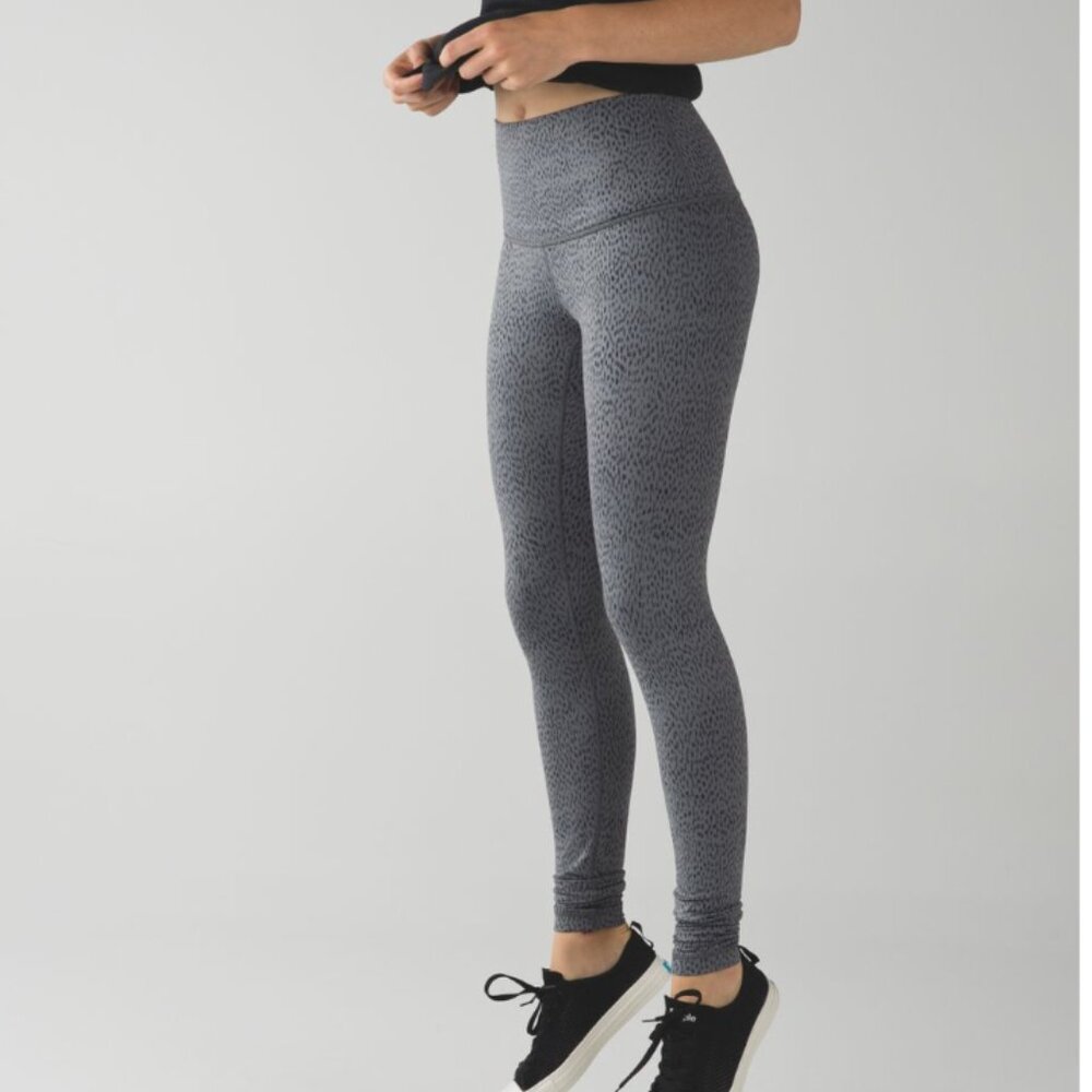 Lululemon Wunder Under Luon Roll Down Pant - Dottie Dash Slate Black
